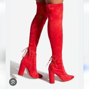 Shoe Dazzle Red Boots Size 10